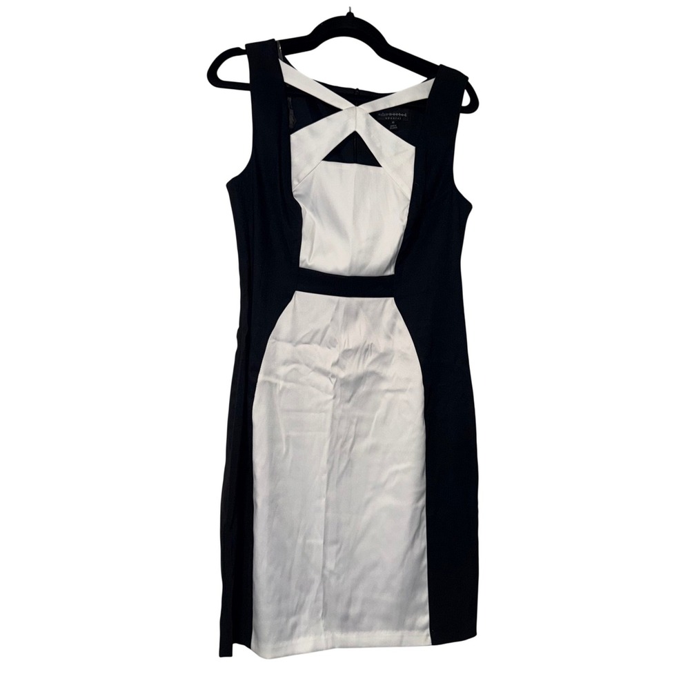 Connected Apparel Sheath Dress Womens 10 Navy Blue Woven